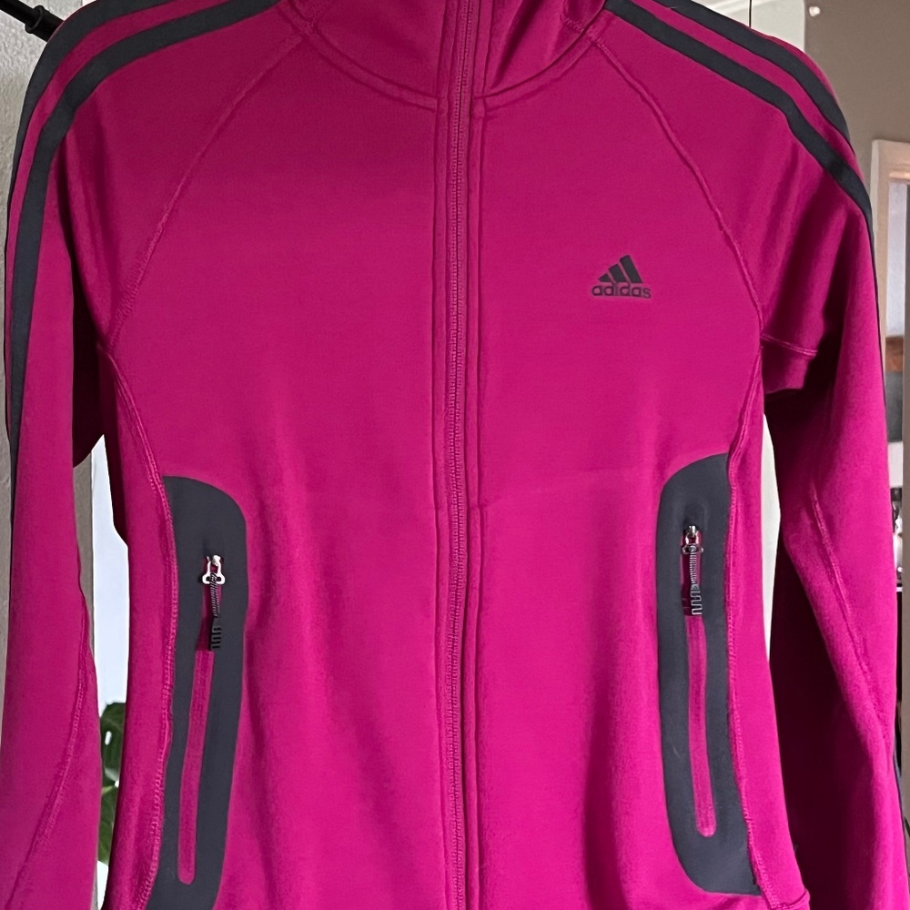 Women’s Adidas hooded, zip-up running jacket with hood